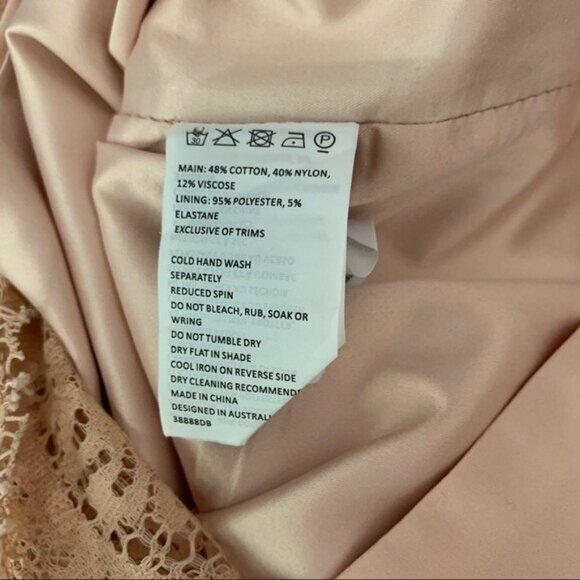 Bardot Pink Lace Midi Dress Womens 6 Spaghetti Strap Bodycon Cocktail Formal - Picture 8 of 8